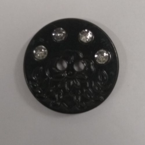 Botão Nylon Preto 25mm c/ Strass