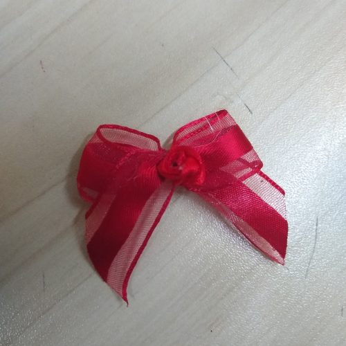 Laço Cetim c/ Voal e Rococó Cetim Vermelho