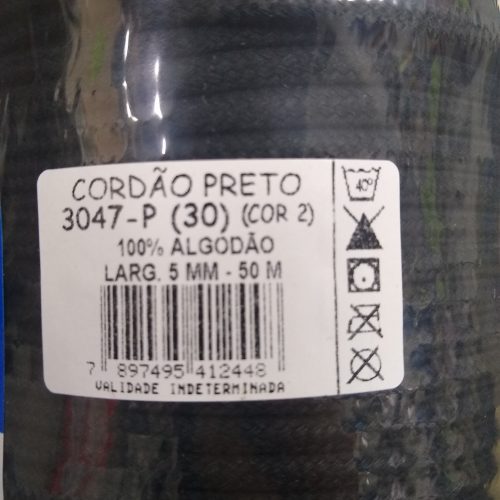 Cordão Trançado Preto 3047  5mm