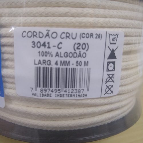 Cordão Trançado de Algodão Cru 3041 4mm