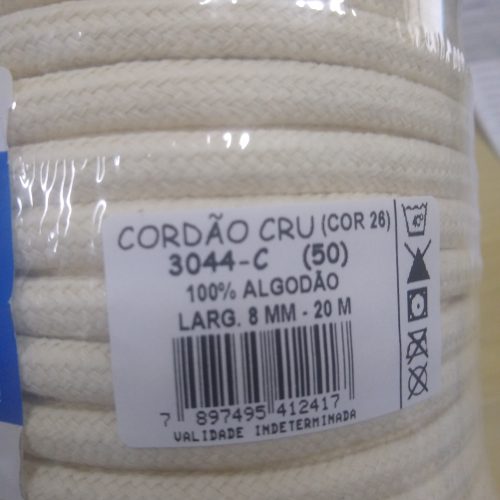 Cordão Trançado de Algodão Cru 3044 8mm